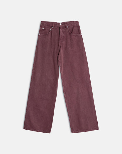 Low Rise Roomy Jeans in Burgundy