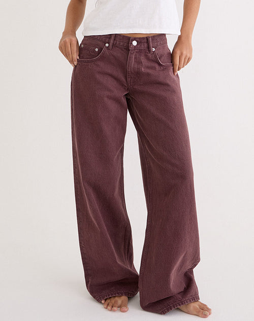 Low Rise Roomy Jeans in Burgundy