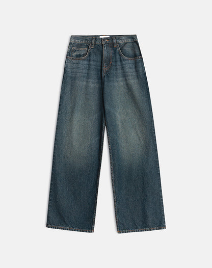 Low Rise Roomy Jeans in Dirty Green