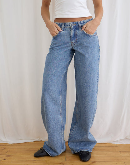 Low Rise Roomy Jeans in Blue Stone