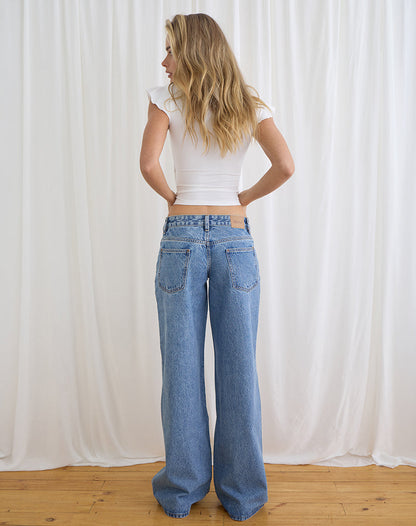 Low Rise Roomy Jeans in Blue Stone