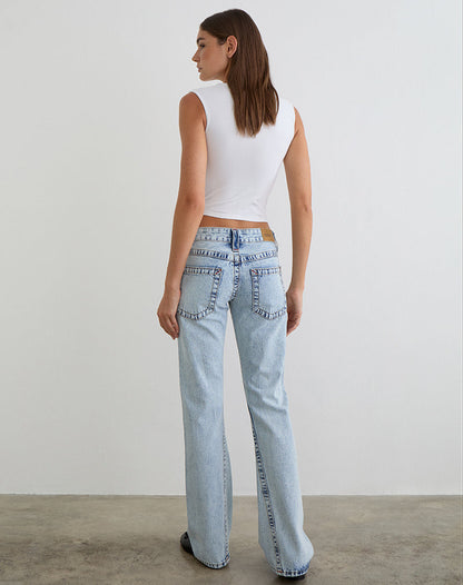 Low Rise Twisted Seam Jeans in 80's Blue Wash