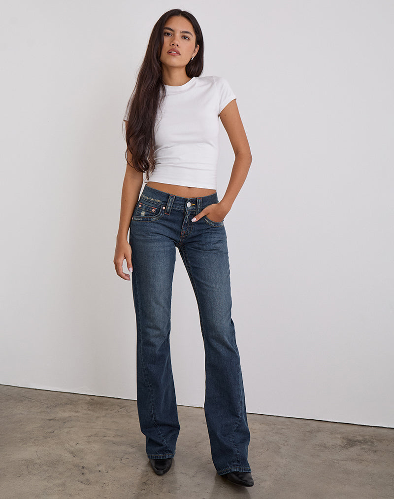 Low Rise Twisted Seam Jeans In Mid Blue Tint