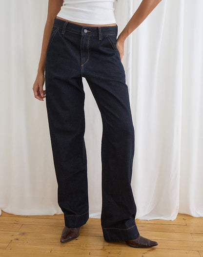 Low Rise Cinch Twisted Seam Jean in Indigo