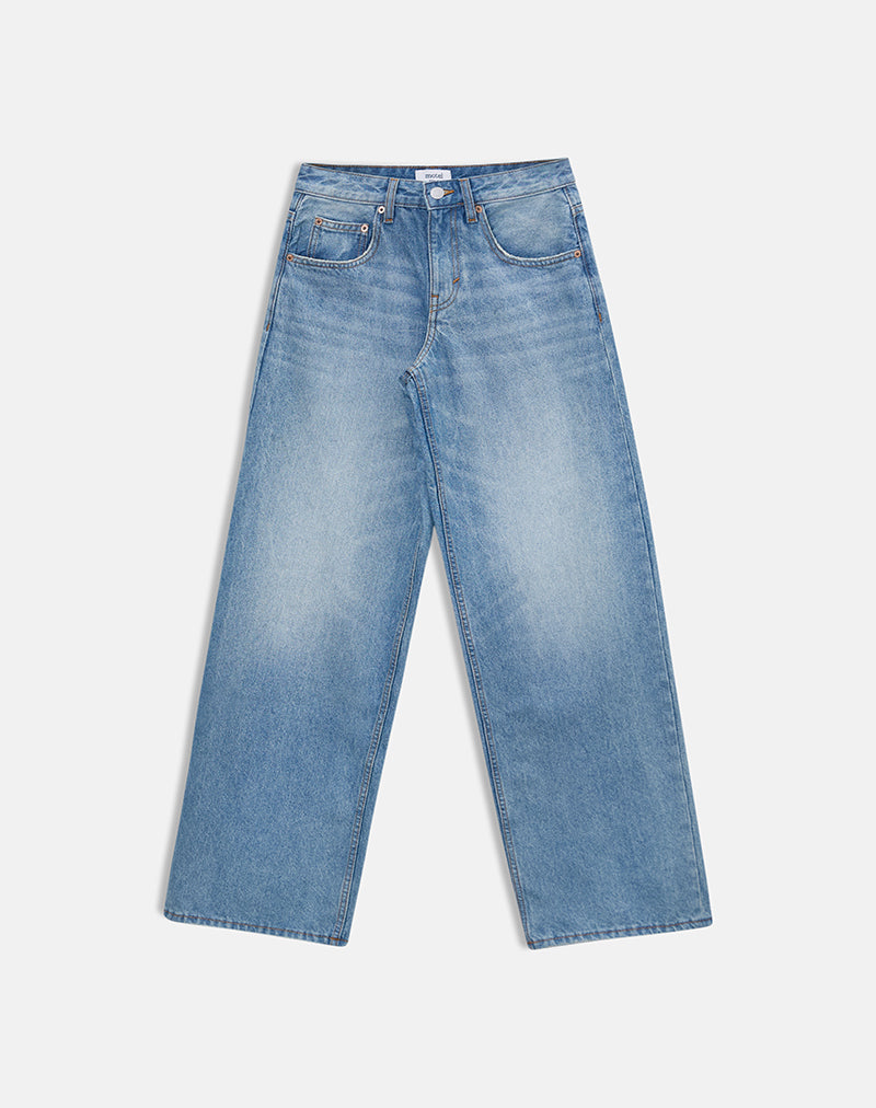 Low Rise Roomy Jeans in Bright Blue Used