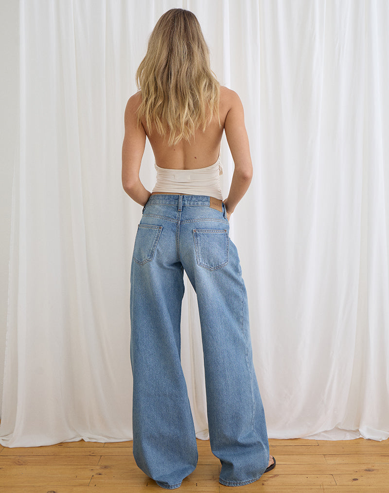 Low Rise Roomy Jeans in Bright Blue Used
