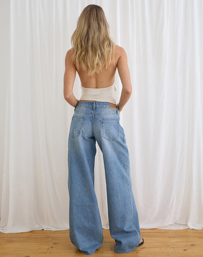 Low Rise Roomy Jeans in Bright Blue Used