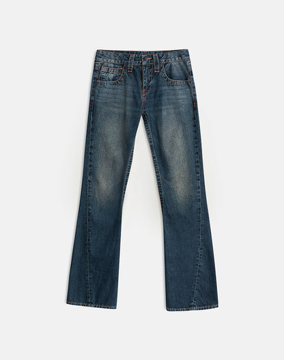 Low Rise Twisted Seam Jeans in Dirty Green