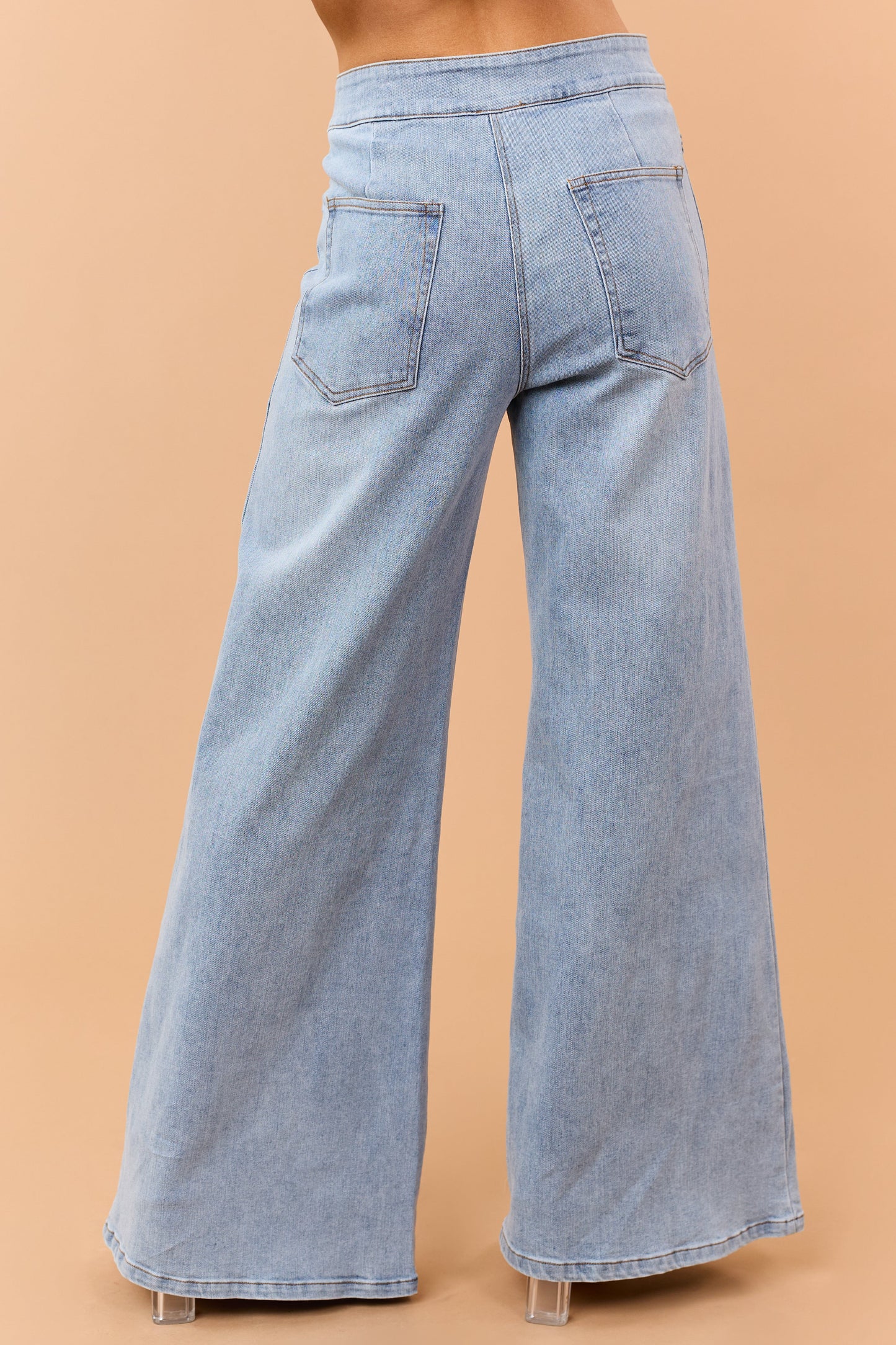Light Wash High Rise Stretchy Wide Leg Jeans