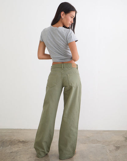 Low Rise Parallel Jeans in Fern Green