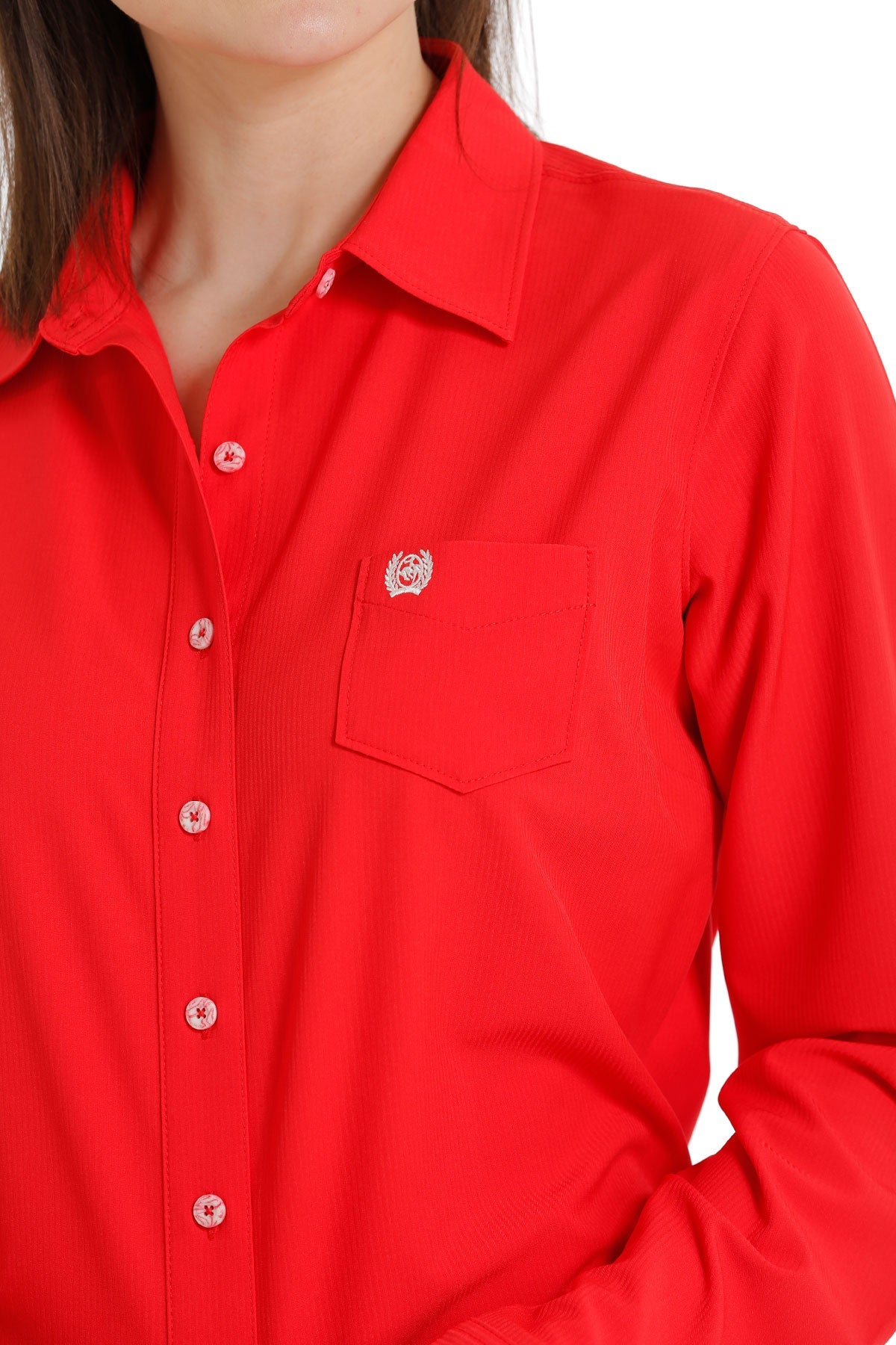 CINCH ARENA FLEX RED LONG SLEEVE SHIRT