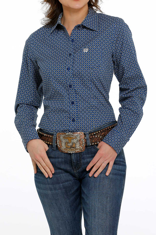 Cinch Ladies Royal Blue Diamond Print Shirt