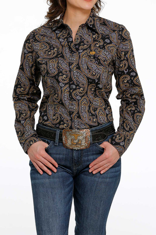 Cinch Black Paisley Multi Color Ladies Shirt
