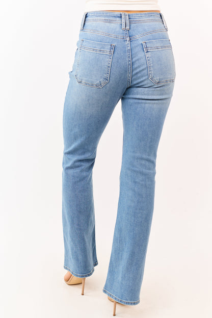 Medium Wash Bootcut Stretchy High Rise Jeans