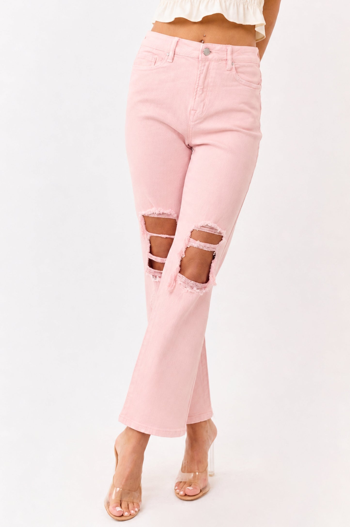 Mica Denim Cherry Blossom Stretchy Straight Jeans