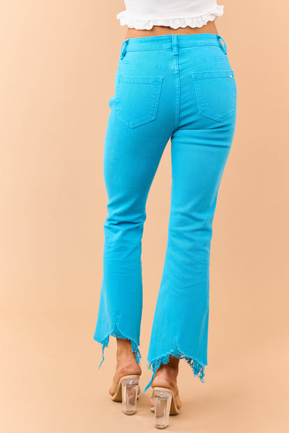 Mica Denim Dark Azure Stretchy Crop Flare Jeans