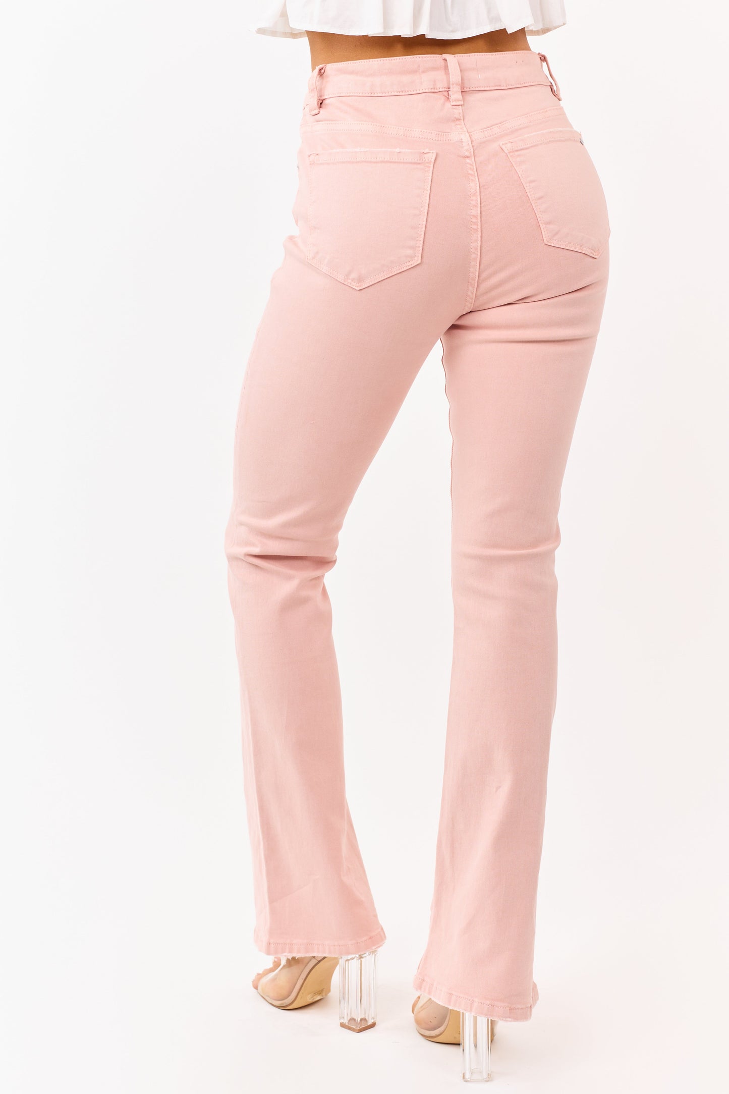 Mica Denim Dusty Coral Stretchy Bootcut Jeans