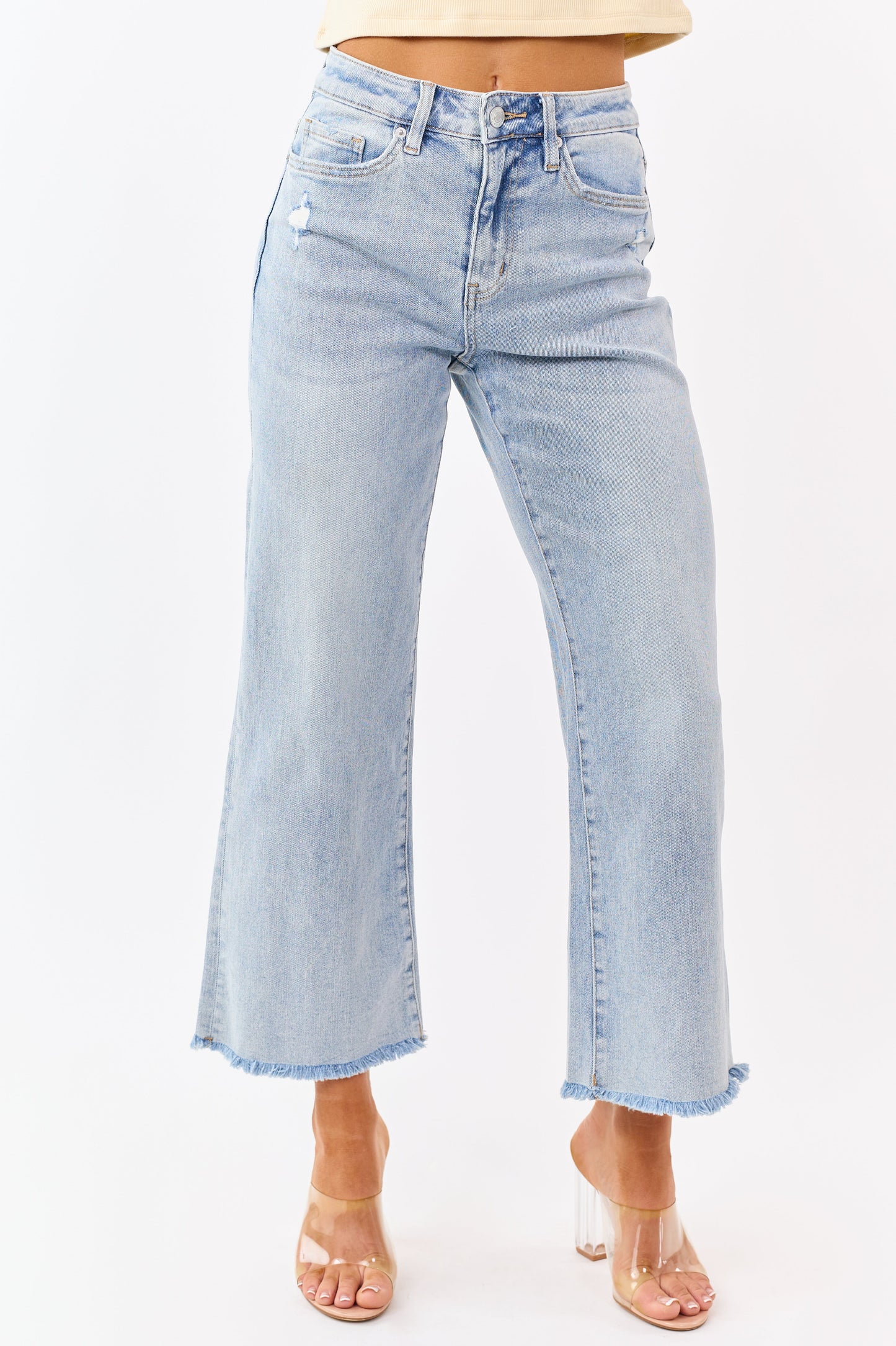 Mica Denim Light Wash Stretchy Wide Leg Ankle Jeans