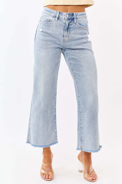 Mica Denim Light Wash Stretchy Wide Leg Ankle Jeans