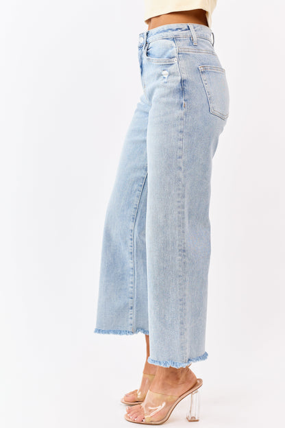 Mica Denim Light Wash Stretchy Wide Leg Ankle Jeans