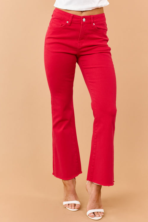 Mica Denim Lipstick High Rise Kick Flare Stretch Jeans