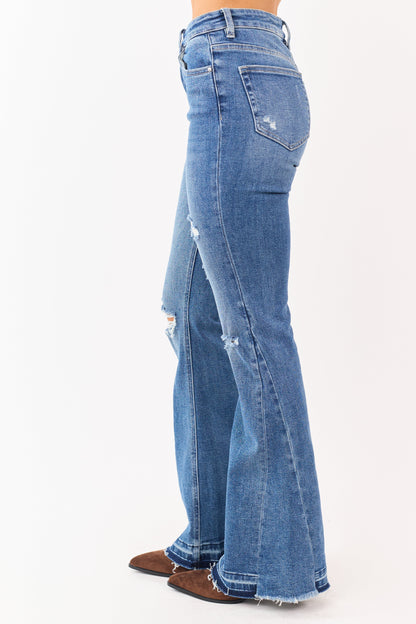 Mica Denim Medium Distressed Stretchy Flare Jeans
