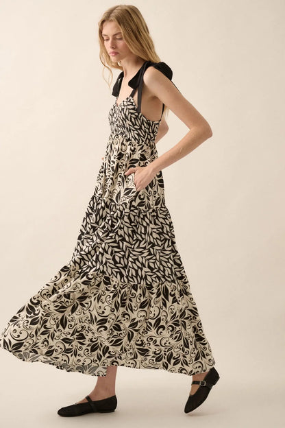 Grow Together Floral Colorblock Tiered Maxi Dress