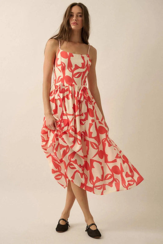 Bold Bouquet Abstract Floral Pocket Midi Dress