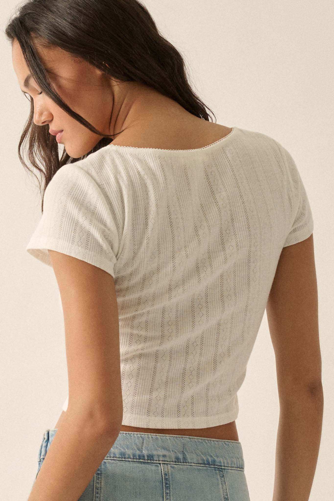 Simply Sweet Cropped Pointelle Baby Tee