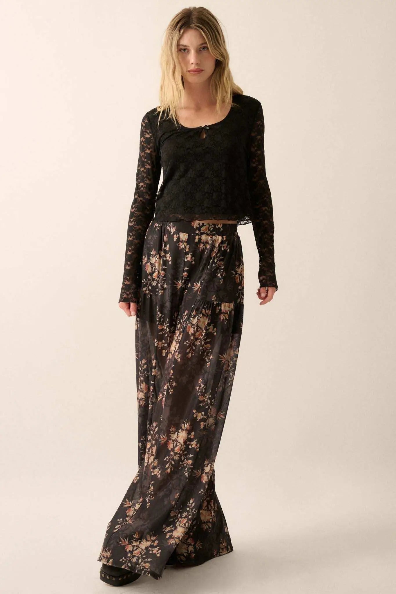 Something Sweet Floral Lace Keyhole Top