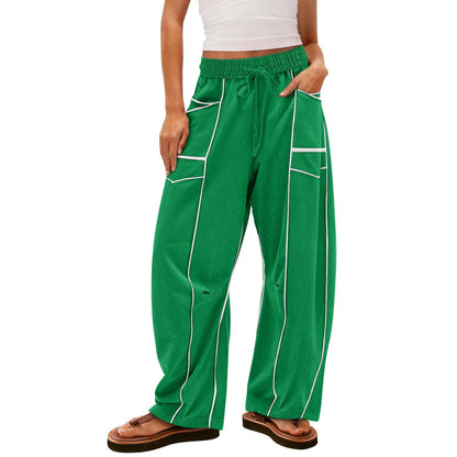 Luxe Contrast Stitching Wide Leg Pants