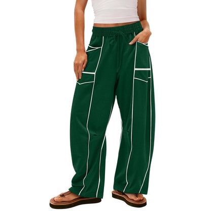 Luxe Contrast Stitching Wide Leg Pants
