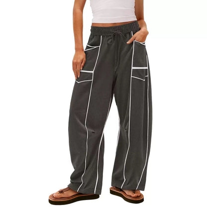 Luxe Contrast Stitching Wide Leg Pants