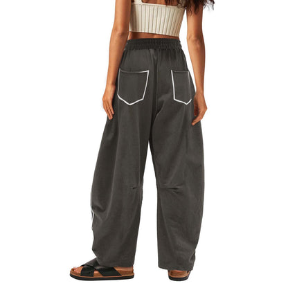 Luxe Contrast Stitching Wide Leg Pants