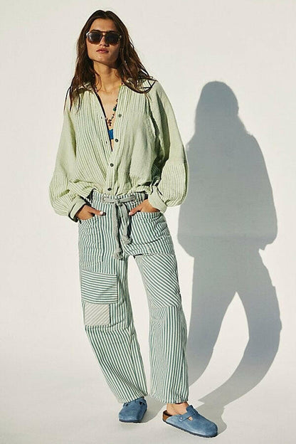 Easy Days Patchwork Railroad Striped Pants
