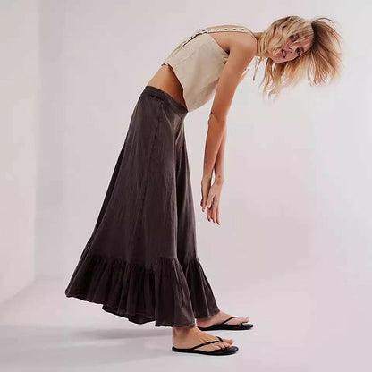 Willow Breeze Wide-Leg Boho Ruffle Pants
