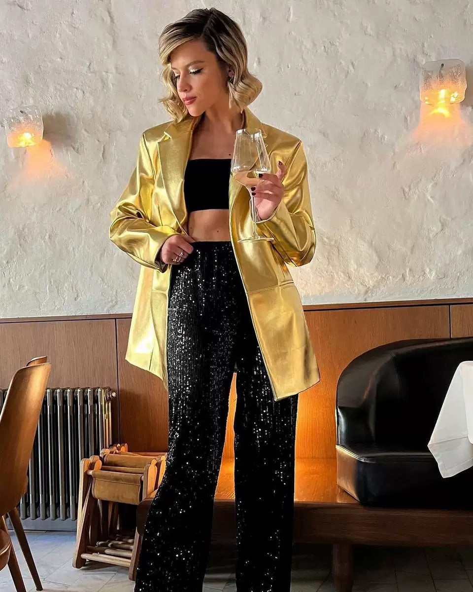 Sparkle & Shine Sequin Wide-Leg Pants