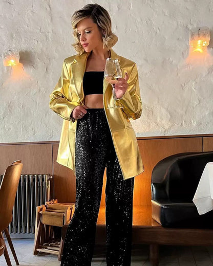 Sparkle & Shine Sequin Wide-Leg Pants