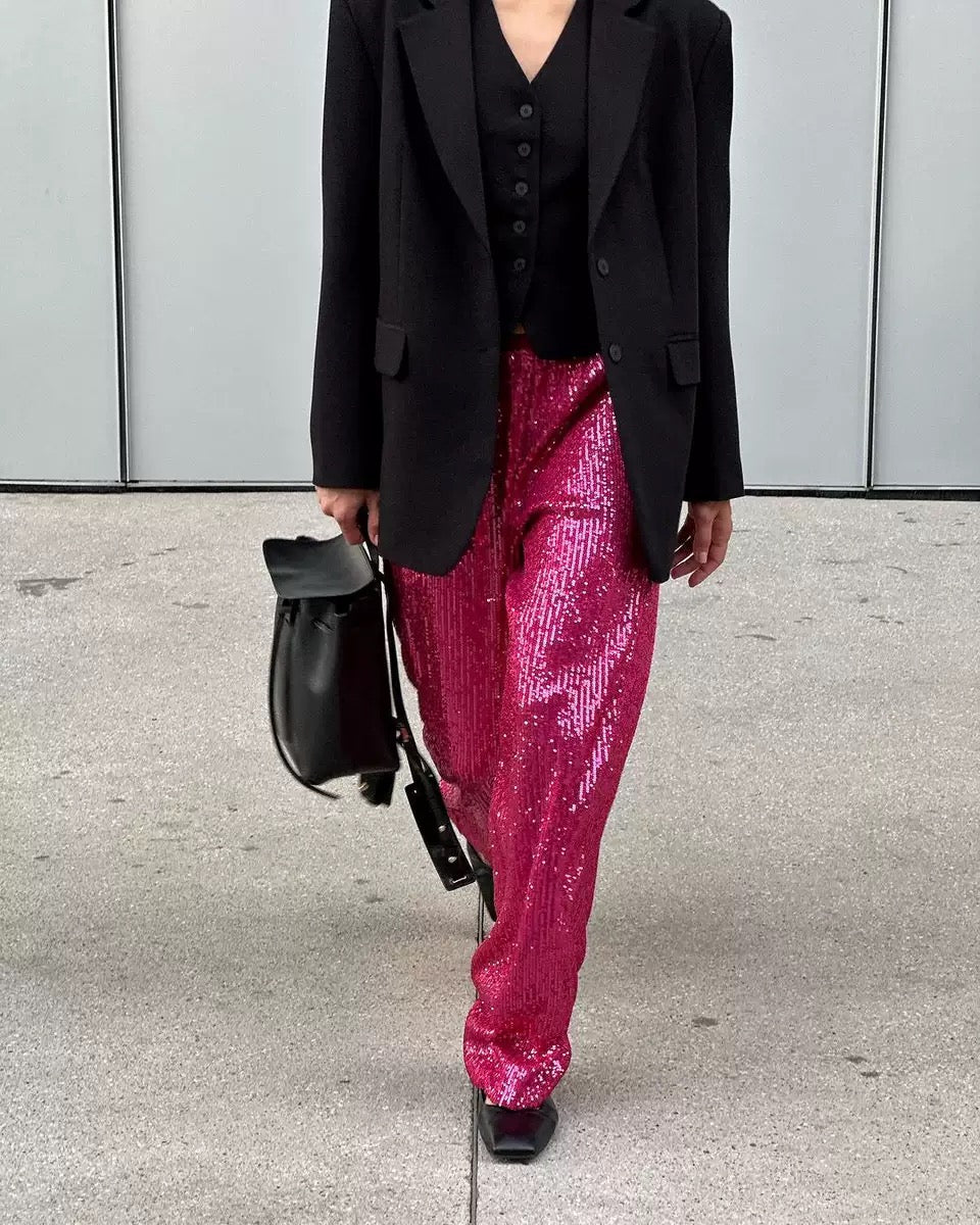 Sparkle & Shine Sequin Wide-Leg Pants