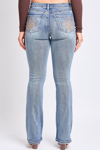 Women's Heavy Stitch Mid Rise Bootcut Stud Jeans
