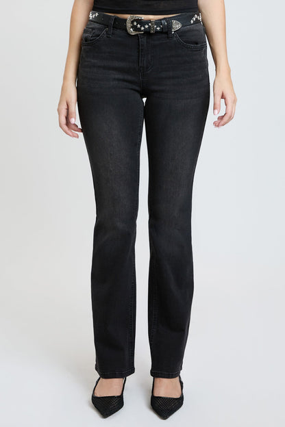 Women's Mid Rise Belted Bootcut Jeans