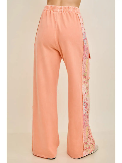 Papaya Bloom Studded Cargo Pants