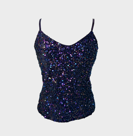 Rock & Roll Sequin Black Velvet Tank Top