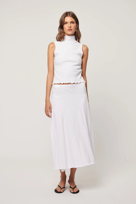 Daphne Crinkle Skirt - White ROLLAS