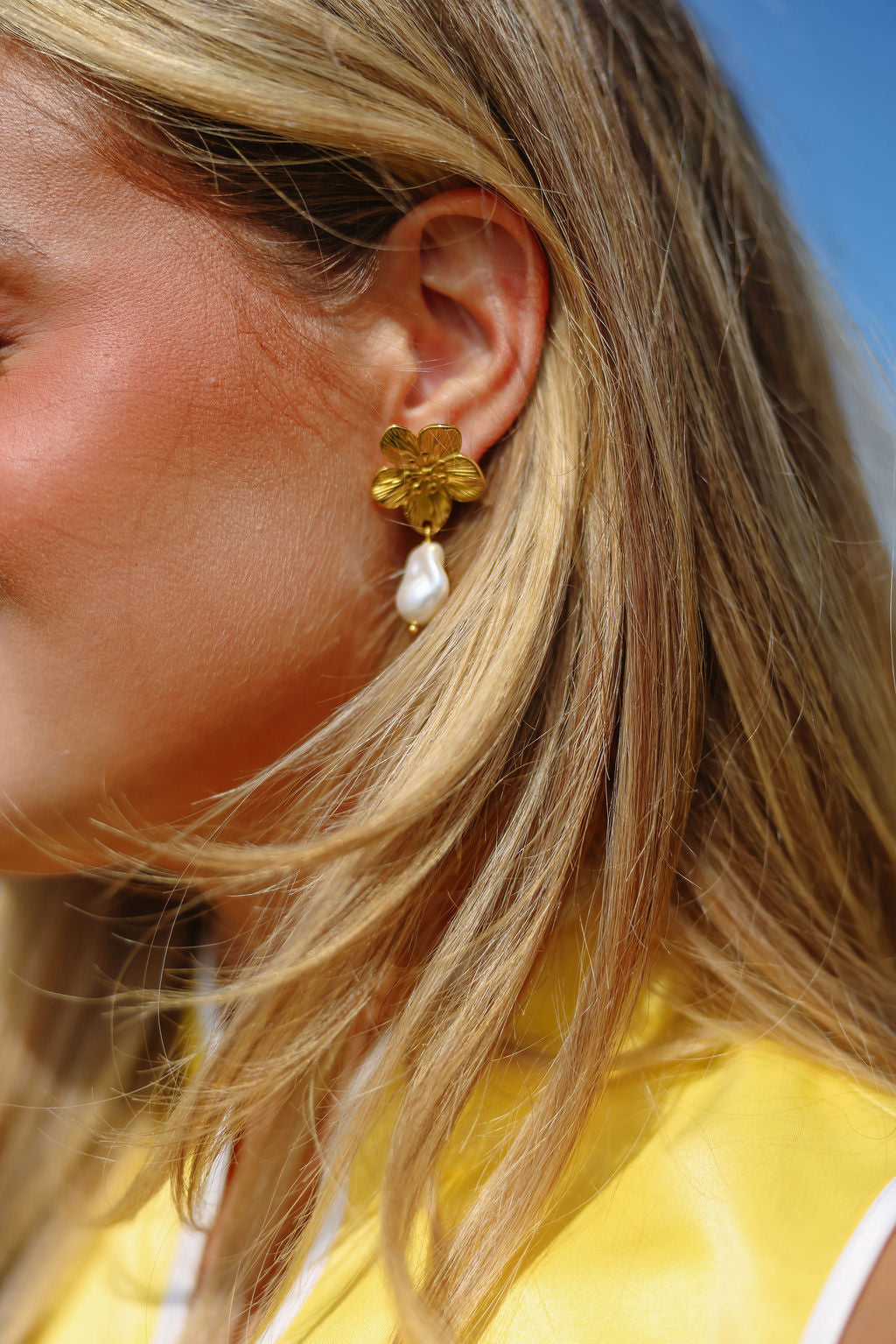 Gold Pearl Drop Earrings