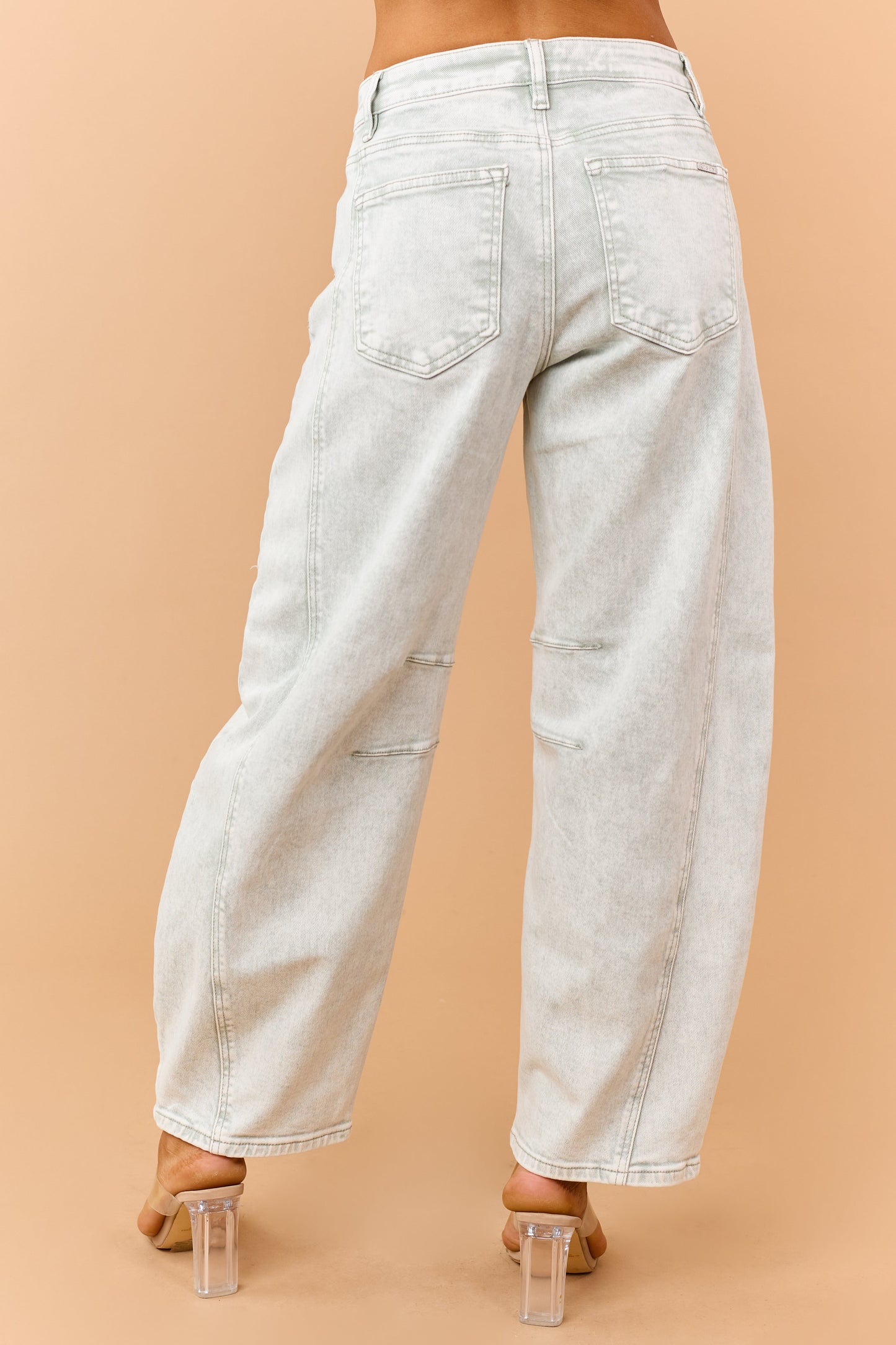 Risen Pistachio Washed Slouchy Barrel Jeans