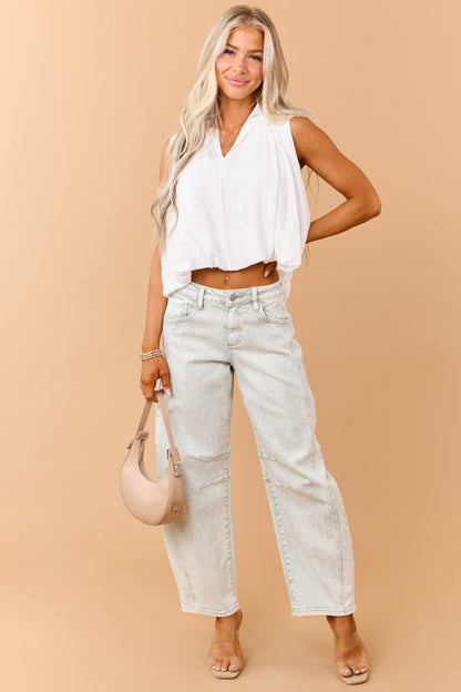 Risen Pistachio Washed Slouchy Barrel Jeans