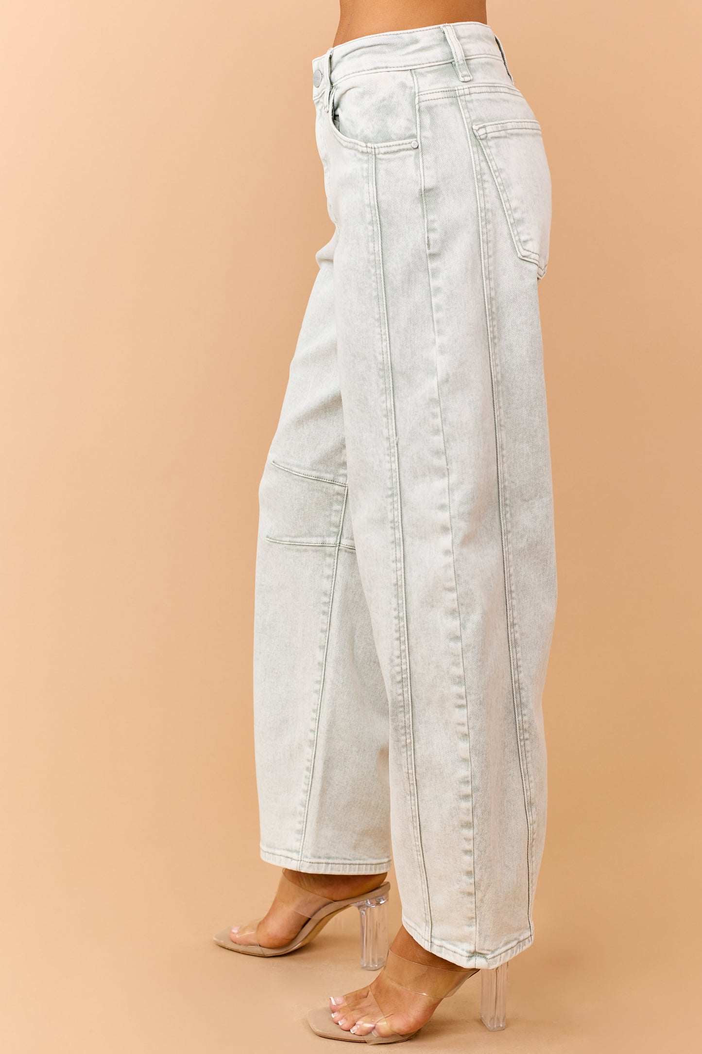 Risen Pistachio Washed Slouchy Barrel Jeans