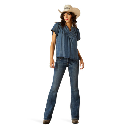 ARIAT EMMA MEDIUM BLUE SHORT SLEEVE SHIRT