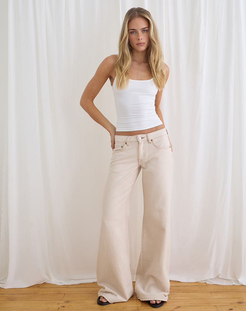 Low Rise Slouchy Flare Jeans in Twill Off White